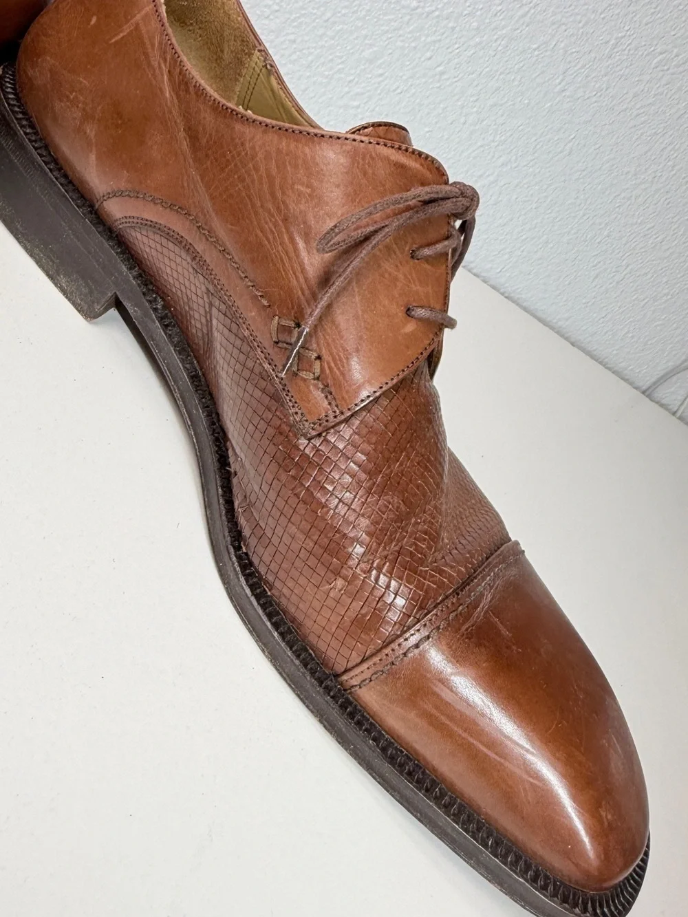 Johnston Murphy Handcrafted Spain Cap Toe Oxford Dress Shoes size 11.5 Vintage
